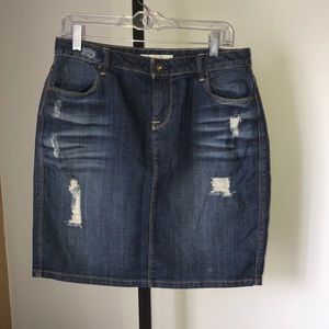 Boston Proper denim distressed skirt